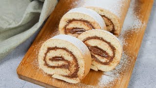 Hazelnut cream swiss roll: fluffy and yummy
