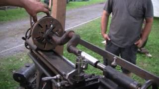 1890's LATHE RUNNING OFF HIT AND MISS ENGINE