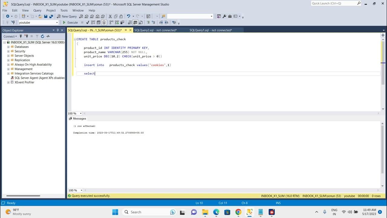 Check Constraint on SQL Server - YouTube