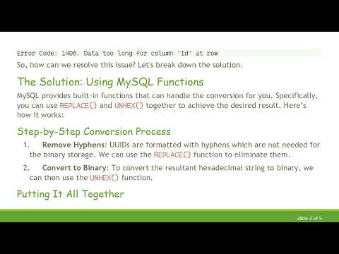 How to Properly Convert uuid to BINARY(16) in MySQL