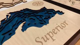 Laser Cut Lake Superior Bathymetry Map at Northwoods Design Studio