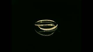 18K Yellow Gold Diamond Crossover Ring | Elegant Stackable Band | Minimalist Gold Ring for Women