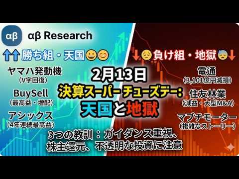【2/13決算】実績より未来を買え。ヤマハ・電通・アシックス...明暗を分けた『一言』とは？【AIアナリストの最新決算解説】
