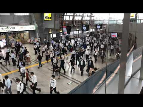 【定点】9/29品川駅 朝の通勤ラッシュ【コロナ禍】 - YouTube