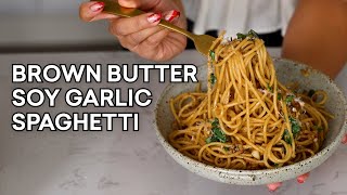 Brown Butter Soy Garlic Spaghetti from #IndulgentEatsatHome