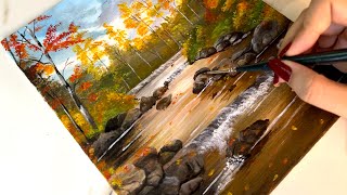 Dreamy Autumn River Painting 🍂 | Relaxing Fall Scenery #satisfying #landscapepainting 