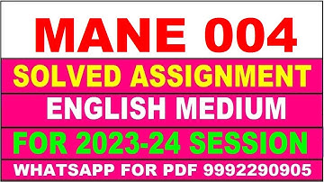 mane 004 solved assignment 2023-24 | mane 4 solved assignment in english 2024 | mane 4 2024