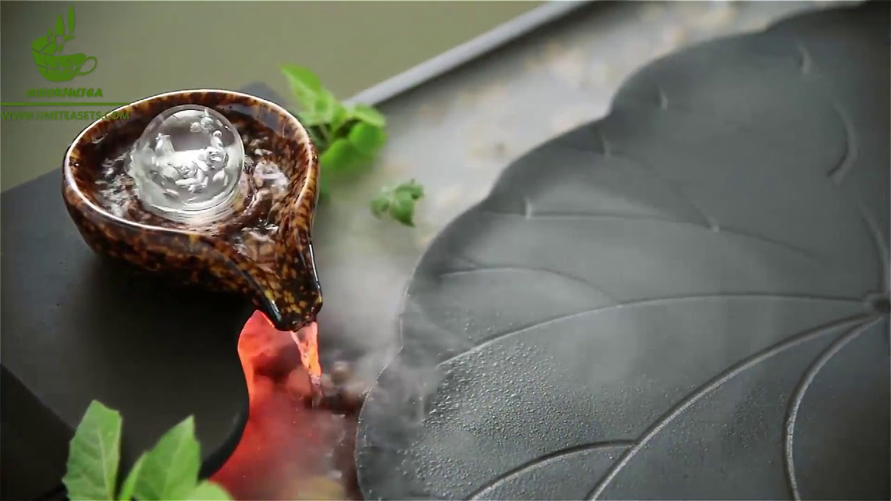 Black Stone Lotus Pond Tea Tray With Induction Cooker