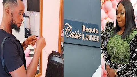 Talent:Checkout Man Making Wigs For Ladies At Opening Of Toyin Abraham's Sister Cassie Beaute Lounge
