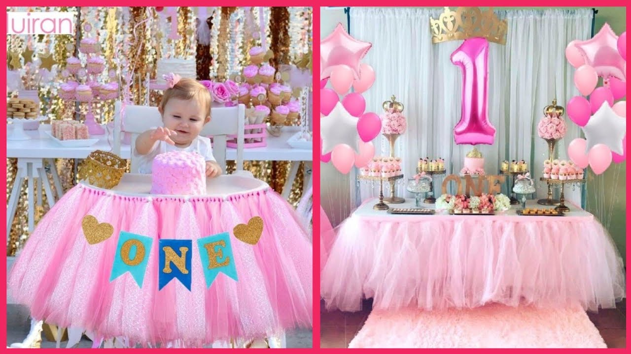 Baby Girl 1st birthday table decoration????????❤Balloon decoration ...