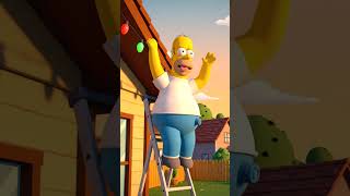 Homer hangs Christmas lights #funny #simson #ai