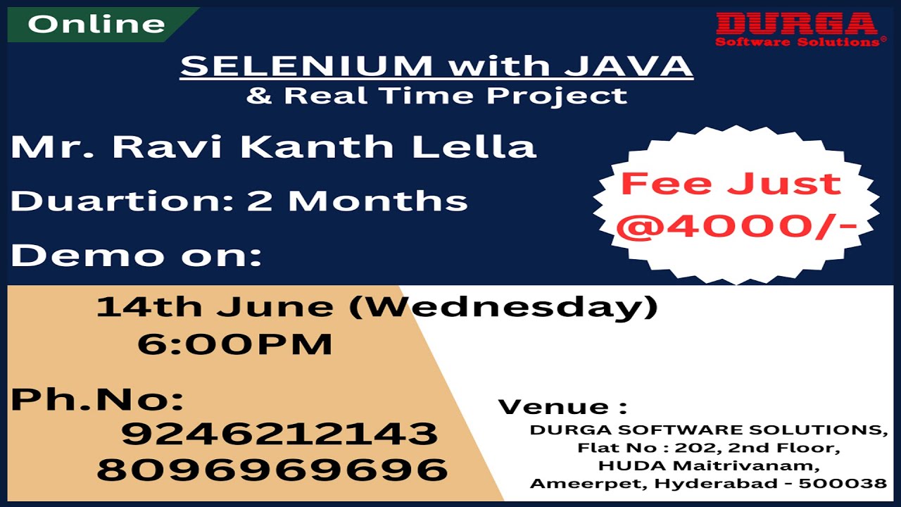 SELENIUM with JAVA Online Training @ DURGASOFT - YouTube