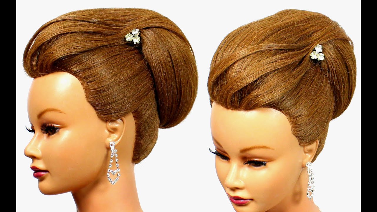 Bun updo Hairstyle for medium hair tutorial YouTube Bun updo Hairstyle for medium hair tutorial YouTube