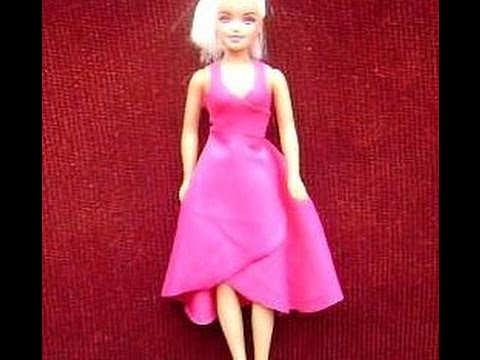 Como fazer vestidinho para boneca Barbie sem costura e sem cola quente 