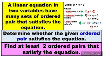 Linear Equations in Two Variables: Finding Ordered Pairs That Satisfy the Equation