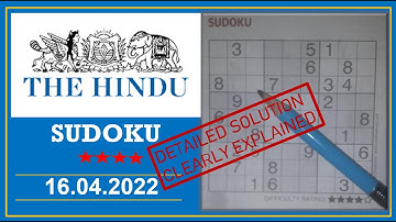 How to Solve 4 Star Hindu  Sudoku Apr 16, 2022 -  Tips and Techniques Clearly Explained