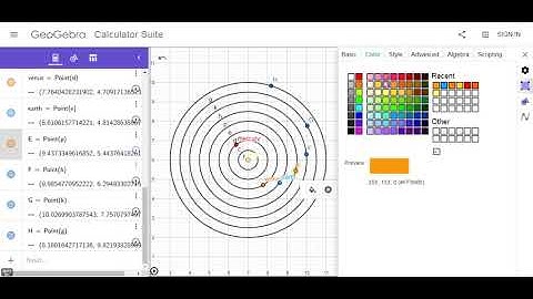 making solar system in geogebra