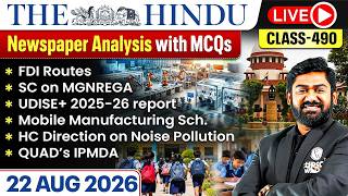 The Hindu Analysis - 22nd August | The Hindu Newspaper Today with MCQs | Aasim Sir