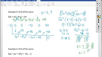 A2B 5.5 Solving Polynomials with graphing and synthetic division