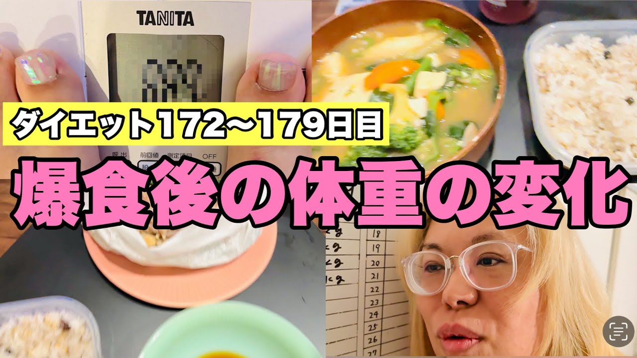 【ダイエット172〜179日目】爆食した後の体重増加と、その後の変化！