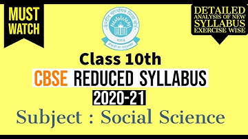 Reduced syllabus for CBSE Class 10 ( 2020-21 ) | How Much Syllabus reduced for Class 10th SSt |