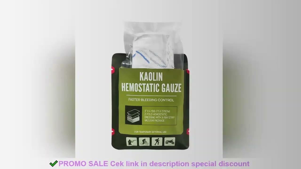 Hemostatic Kaolin Gauze Combat Emergency Trauma Z-Fold Soluble For Ifak Tactical First Aid Kit Wound