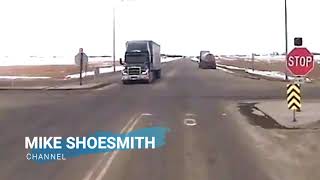 Alberta Trucker Blows Through STOP SIGN! When Will They LEARN???!!!