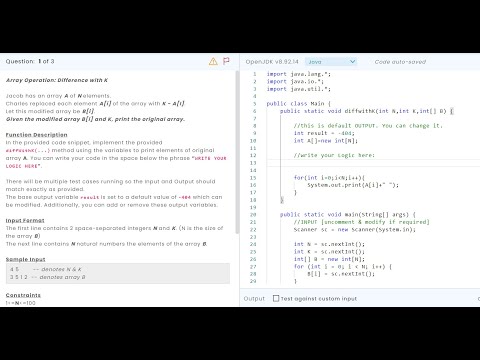 Entry Level Programming Job Coding Test Question - Difference With K