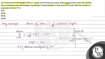 Let \( \mathrm{S} \) be the set of all triangle in the \( x y \) - plane, each having one vertex...
