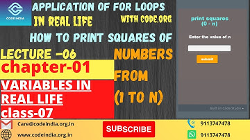 (Chapter-1) Introduction to coding For Grade-7||(Lecture-06) Program To Print Squares of Numbers .