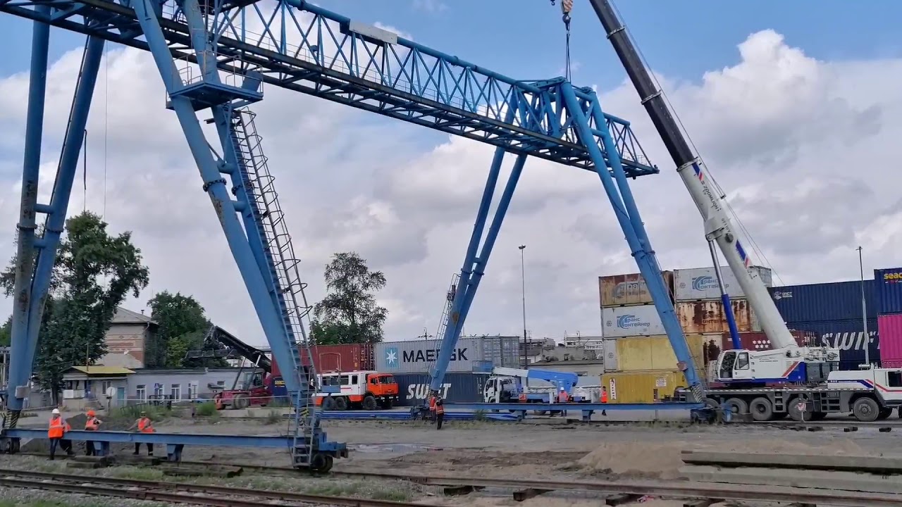 Демонтаж козлового крана - YouTube