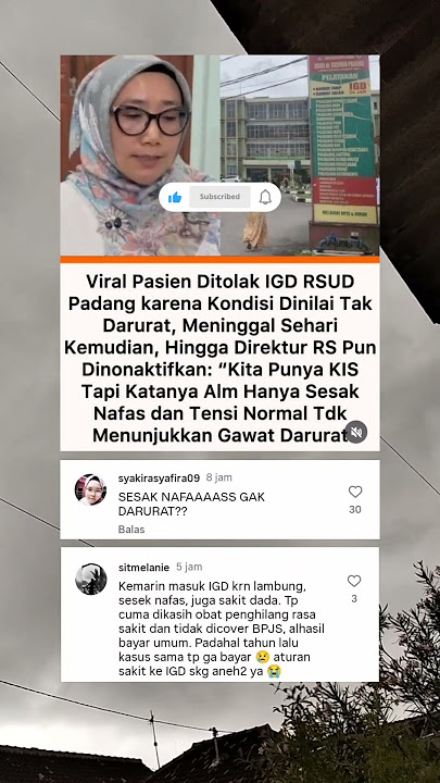 karena kondisi tdk darurat pasien di tolak IGD RSUD Padang‼️😱#shorts #shortvideo
