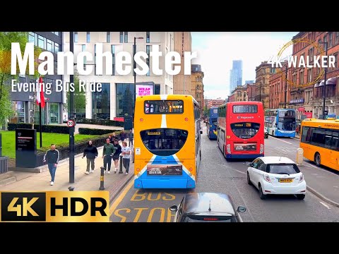 【4K HDR】 Riding a Manchester Double decker bus 2022 🚌 | Route 43 | 4K HDR 60fps Bus tour in UK