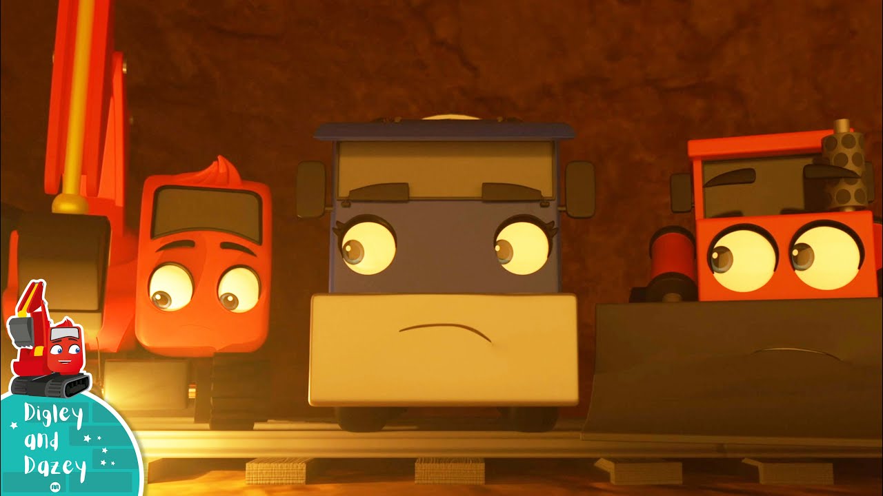 Trapped in the Tunnel Rollercoaster - Construction Cartoon for Kids | Digley and Dazey