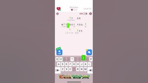 Solving level 47 on cryptogram