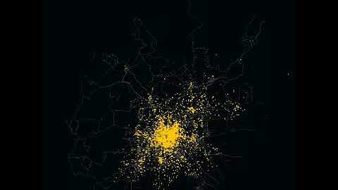 Visualization of 10,000 taxis one day in Beijing