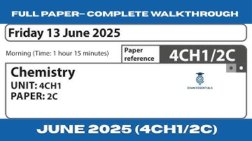 Edexcel IGCSE Chemistry (4CH1/2C) | JUNE 2025 Paper 2C | Fully Solved with Detailed Explanation