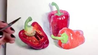 Перцы акварелью Перцы акварелью