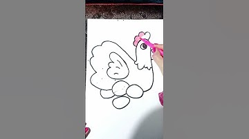 Draw a hen with your hand👐🐔 #youtubeshorts #shorts  #drawing #tutorial #artbymalaika #art