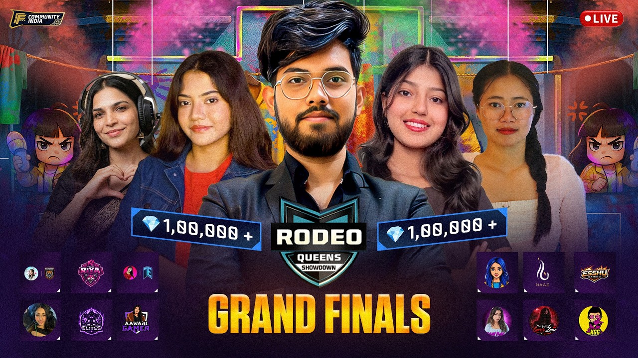 Grand Finale RODEO QUEENS SHOWDOWN Prizepool - 1,00,000 💎#freefire #freefirelive #gyangminglive