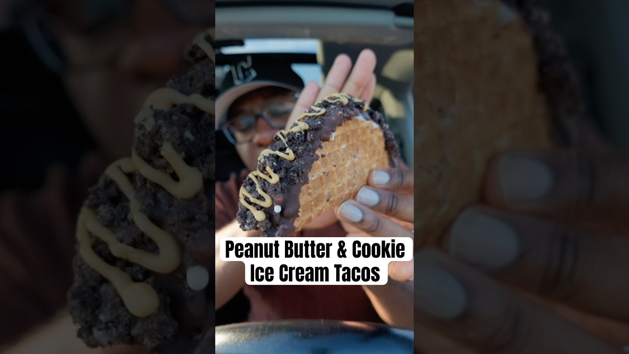 STOP 🚫  Peanut Butter and Cookie Ice Cream Tacos from Cold Stone! #foodreview #snacks