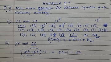Class 8 - Exercise 5.1 -Q 9 | How many numbers lie between squares of the