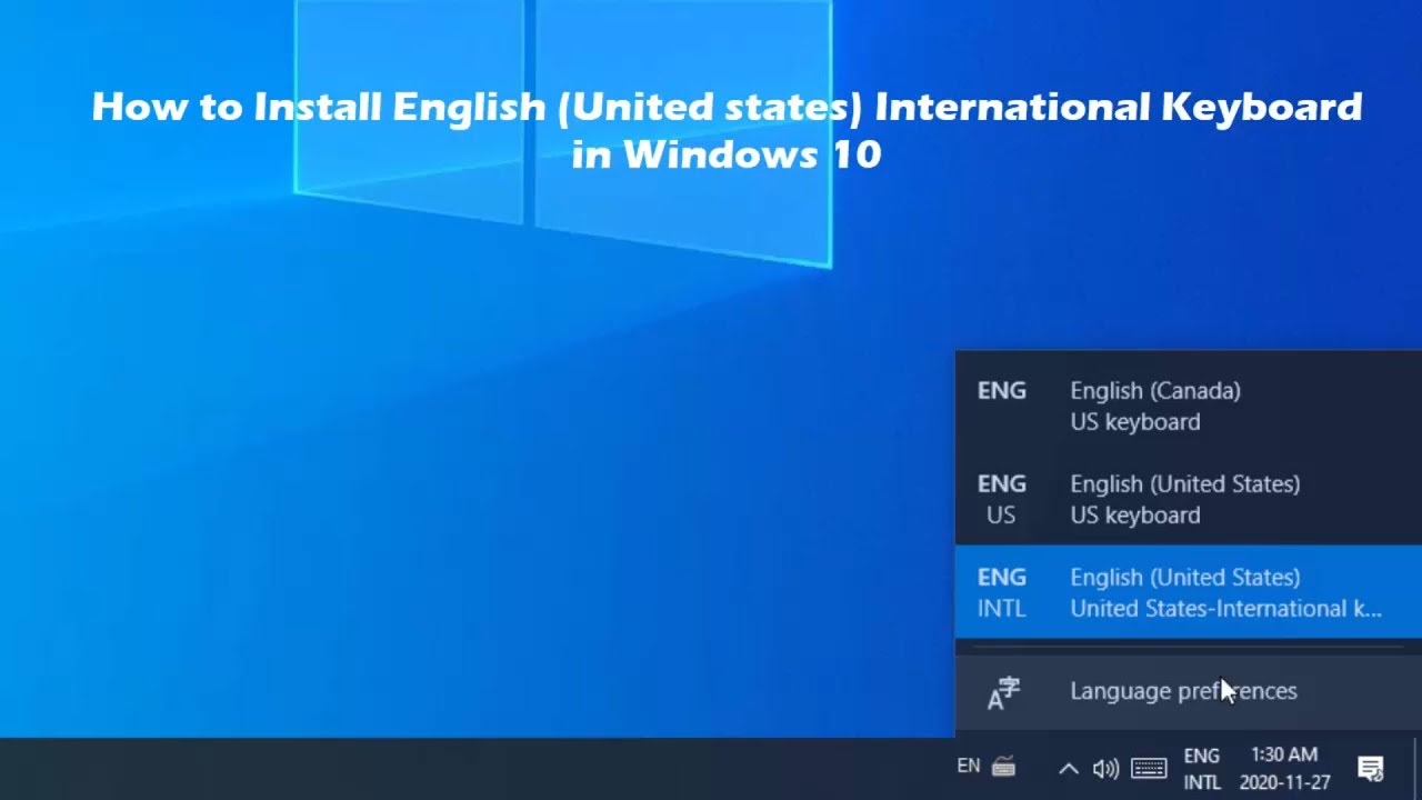 Перевод с английского install. International English Keyboard.