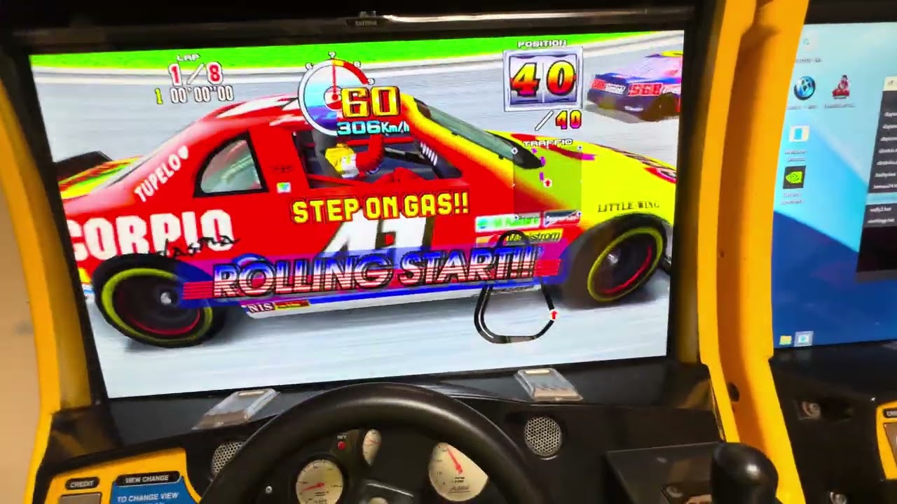 Arcade Sega Touring Car Championship converted with our custom PCB boards and working  F Feedback!
