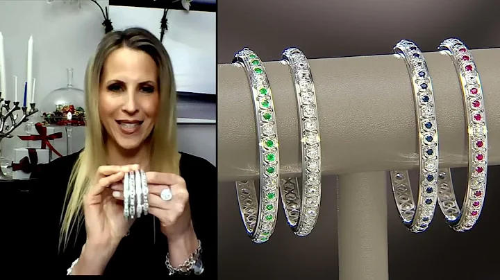 JUDITH Collection Avery Gemstone Hinged Cuff, Ster...