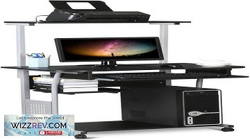 Yaheetech 2 Tier Mobile Computer Desk with Printer Shelf & Keyboard Tray
