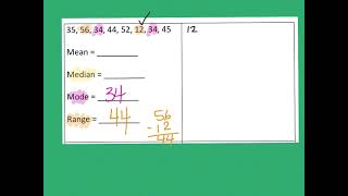 Mean Median Mode Range