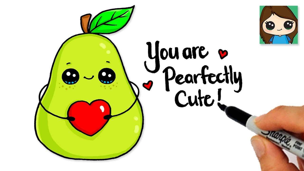 How to Draw a Pear Cute Food Pun Art - YouTube