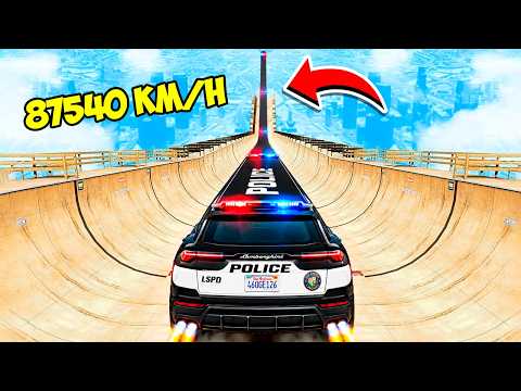 NO BRAKES DOWNHILL IN POLICE LAMBORGHINI URUS POLICE LIMO ON A RAMP IN GTA 5!