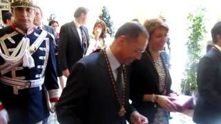 Desfile de la corporación municipal tras celebrarse el pleno de constitución del Ayuntamiento de Valladolid